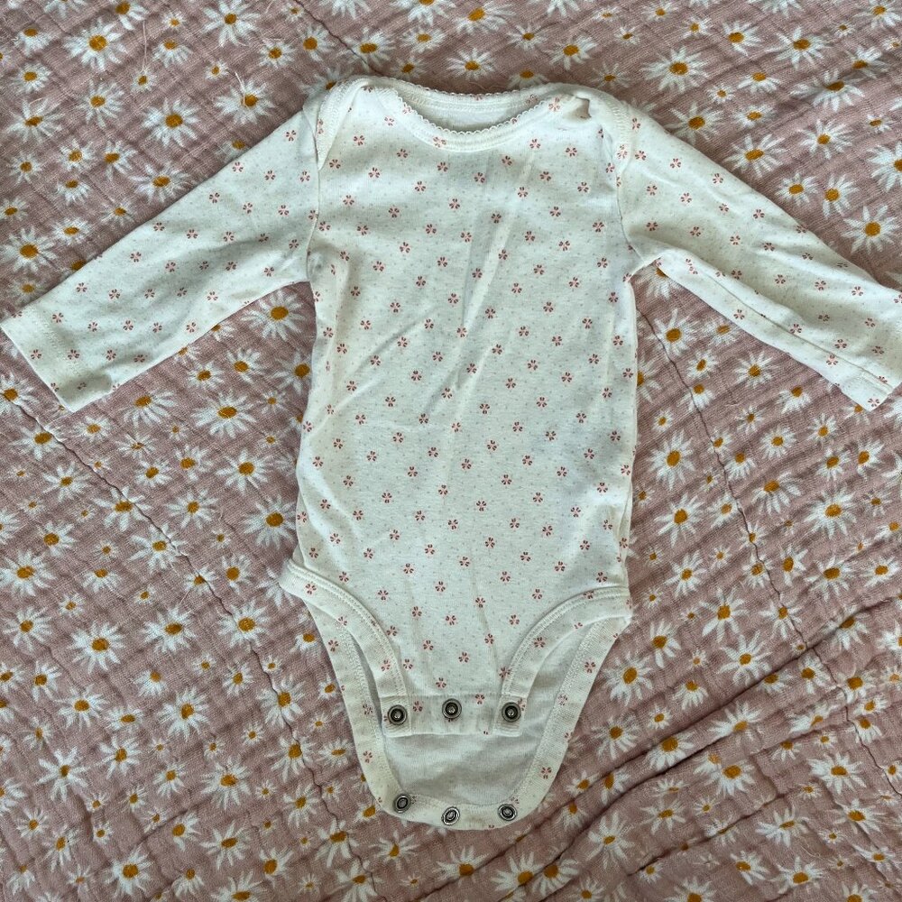Carter's Pink & White Floral Baby Girl Long Sleeve Bodysuit - 3 Months